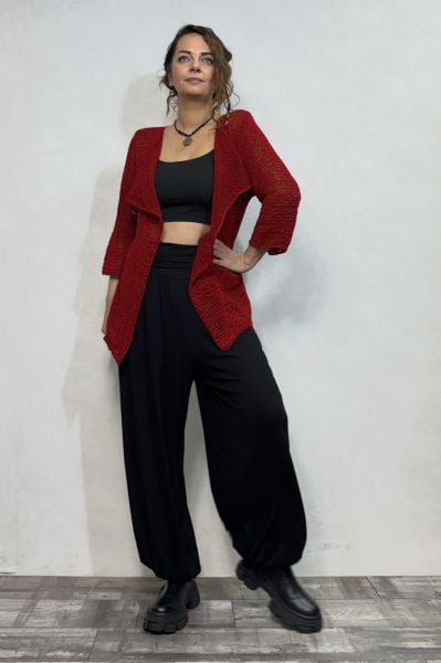 Merserize Kısa Hırka - Kırmızı