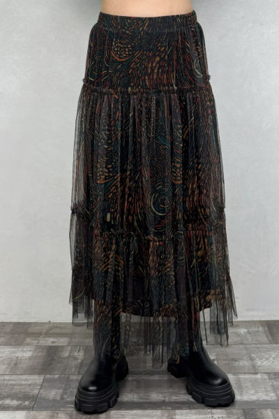 Uzun Tül Etek - Siyah Tual