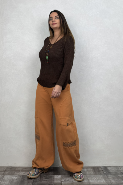 Kargo Model Gabardin Pantolon - Hardal