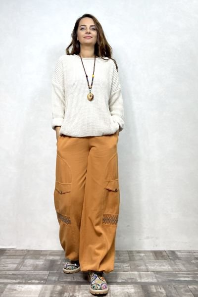 Kargo Model Gabardin Pantolon - Hardal