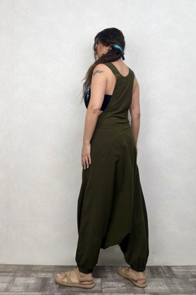 Nepal Şalvarlı Tulum - Haki yeşil