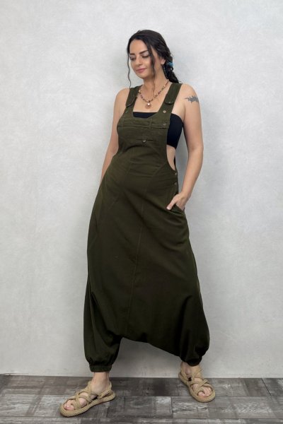 Nepal Şalvarlı Tulum - Haki yeşil