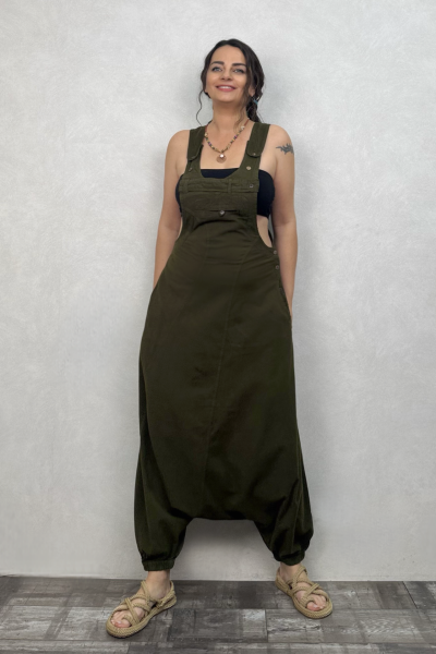 Nepal Şalvarlı Tulum - Haki yeşil