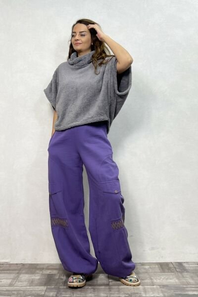 Kargo Model Gabardin Pantolon - Mor