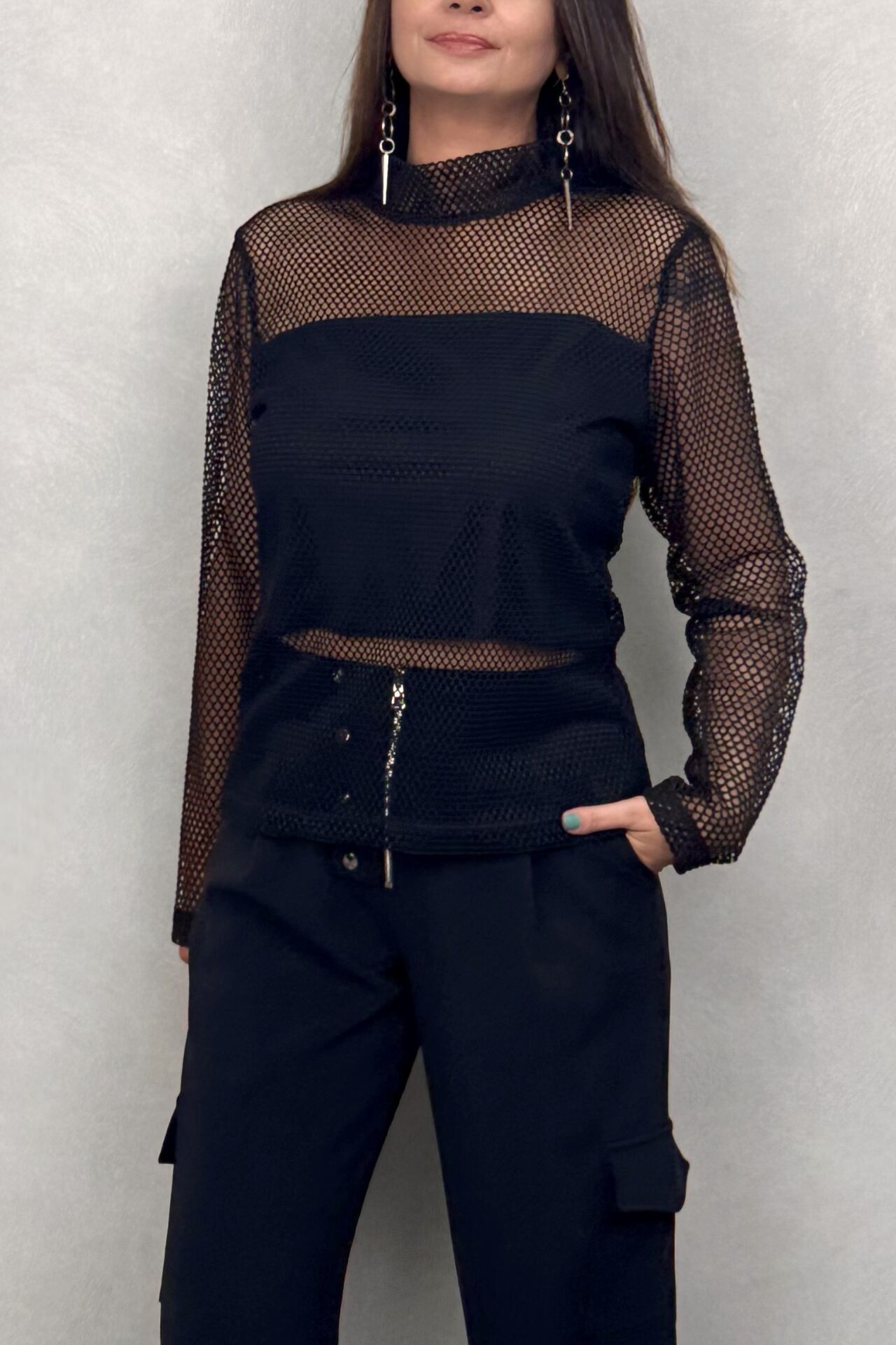 Lamante File Bluz - Siyah