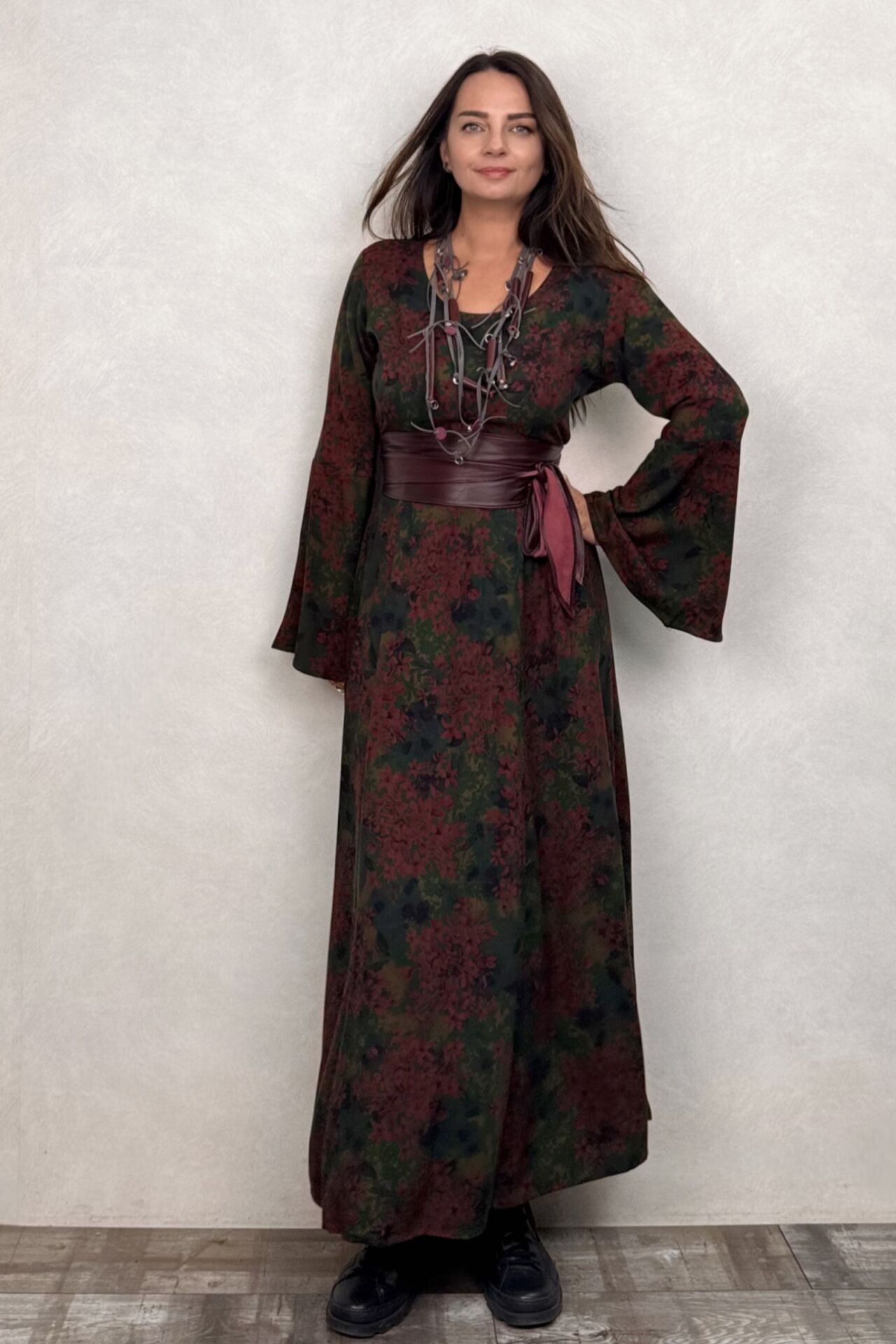 Belden Bağlamalı İspanyol Elbise - Nefti