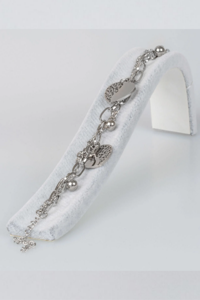 Kalp Çelik Zincir Bileklik  - Silver