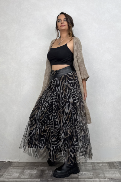 Uzun Tül Etek - Zebra