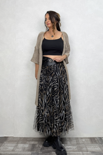 Uzun Tül Etek - Zebra