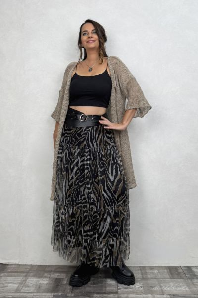 Uzun Tül Etek - Zebra