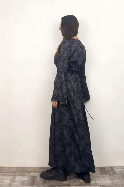 Belden Bağlamalı İspanyol Elbise - Antrasit