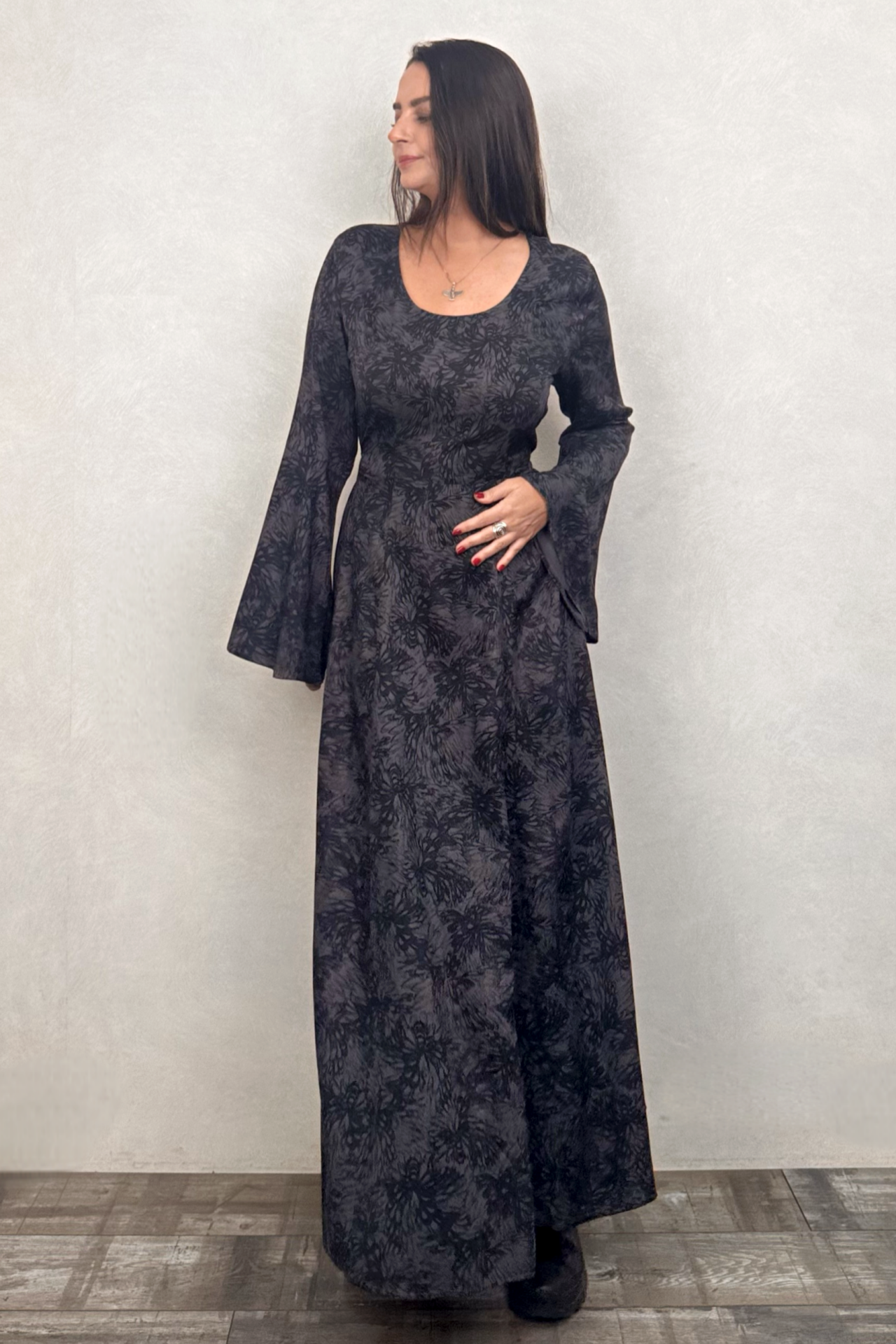 Belden Bağlamalı İspanyol Elbise - Antrasit