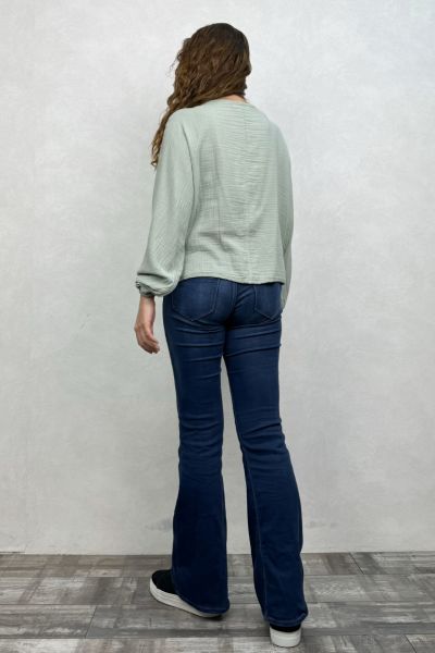 Neptün Müslin Bağlamalı Bluz - Mint Yeşil