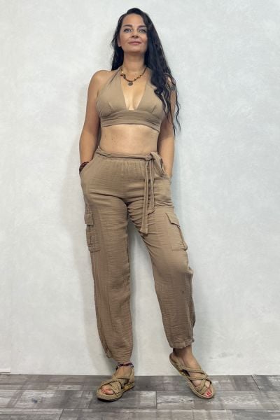 Daphne Müslin Pantolon Praline- Kahve