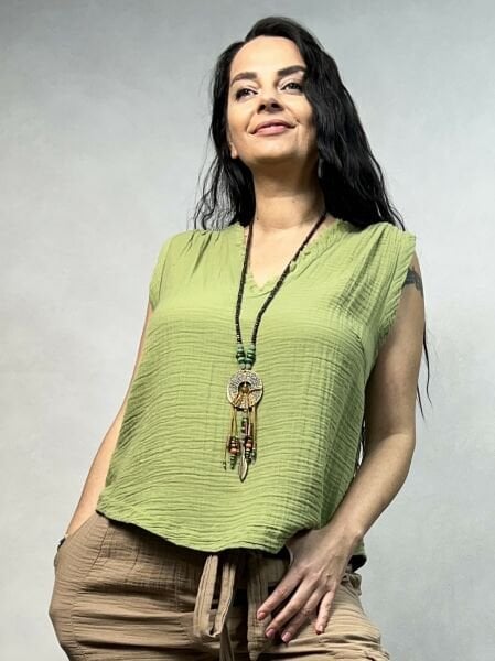 Eos Müslin Bluz Sage Green- Yeşil