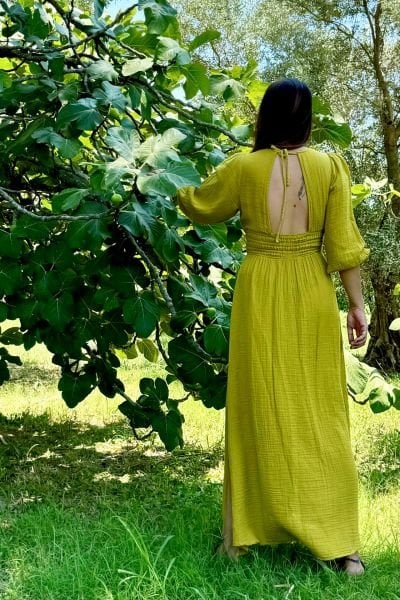 Metis Müslin Elbise Golden Olive - Limon Küfü