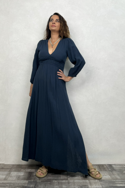 Metis Müslin Elbise Midnight Navy - Petrol