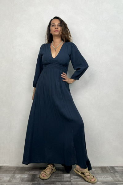 Metis Müslin Elbise Midnight Navy - Petrol