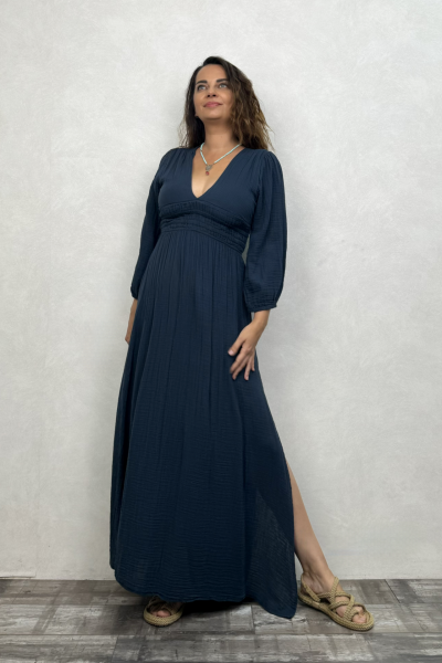 Metis Müslin Elbise Midnight Navy - Petrol