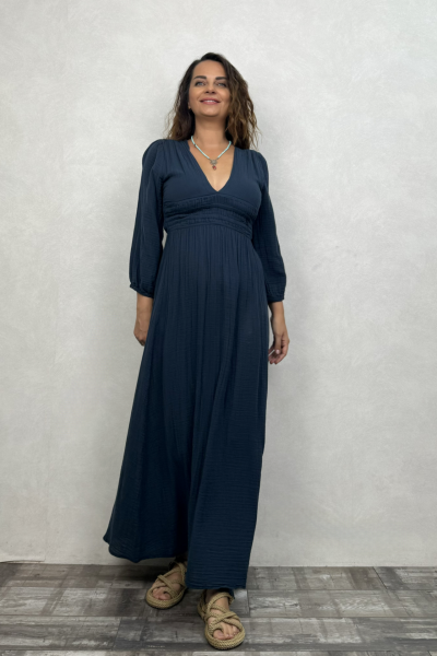 Metis Müslin Elbise Midnight Navy - Petrol