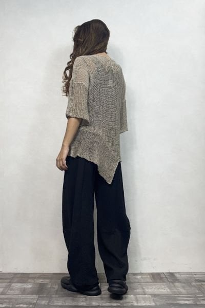 Parça Detaylı Asimetrik Merserize Bluz - Vizon