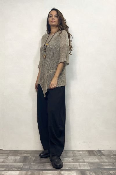 Parça Detaylı Asimetrik Merserize Bluz - Vizon