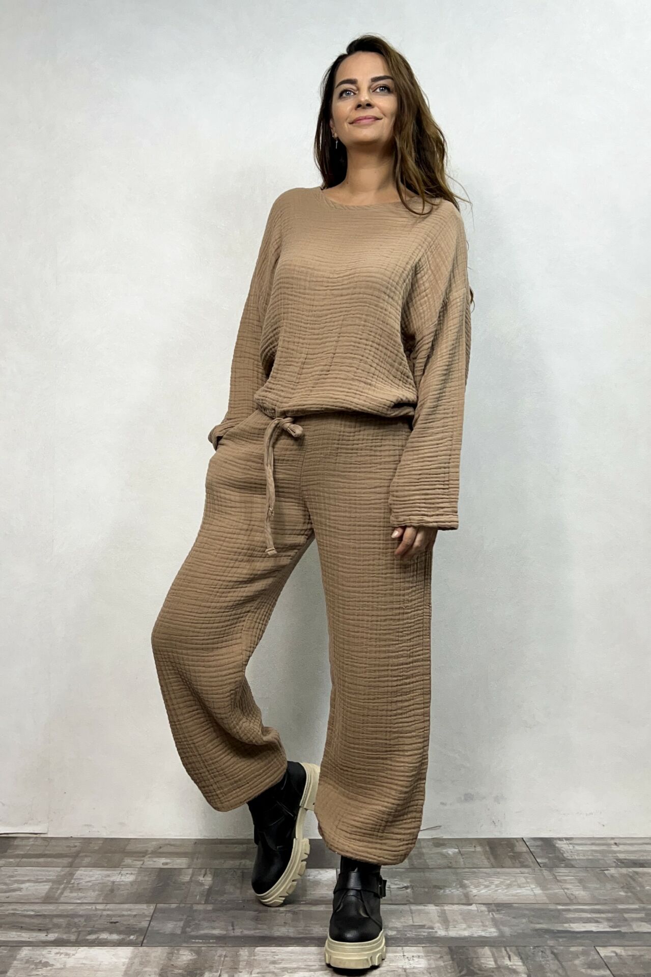 Orfe Müslin Pantolon Praline - Kahve
