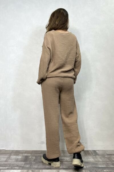Orfe Müslin Pantolon Praline - Kahve