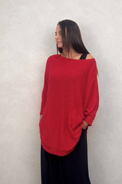 Salaş Triko Tunik - Kırmızı