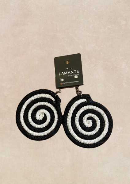 Lamante Spiral Küpe - Siyah Beyaz