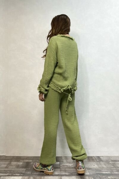 Arwen Müslin Bluz Sage Green - Yeşil