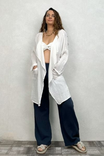 Freya Kaftan Nature Kaftan  - Beyaz