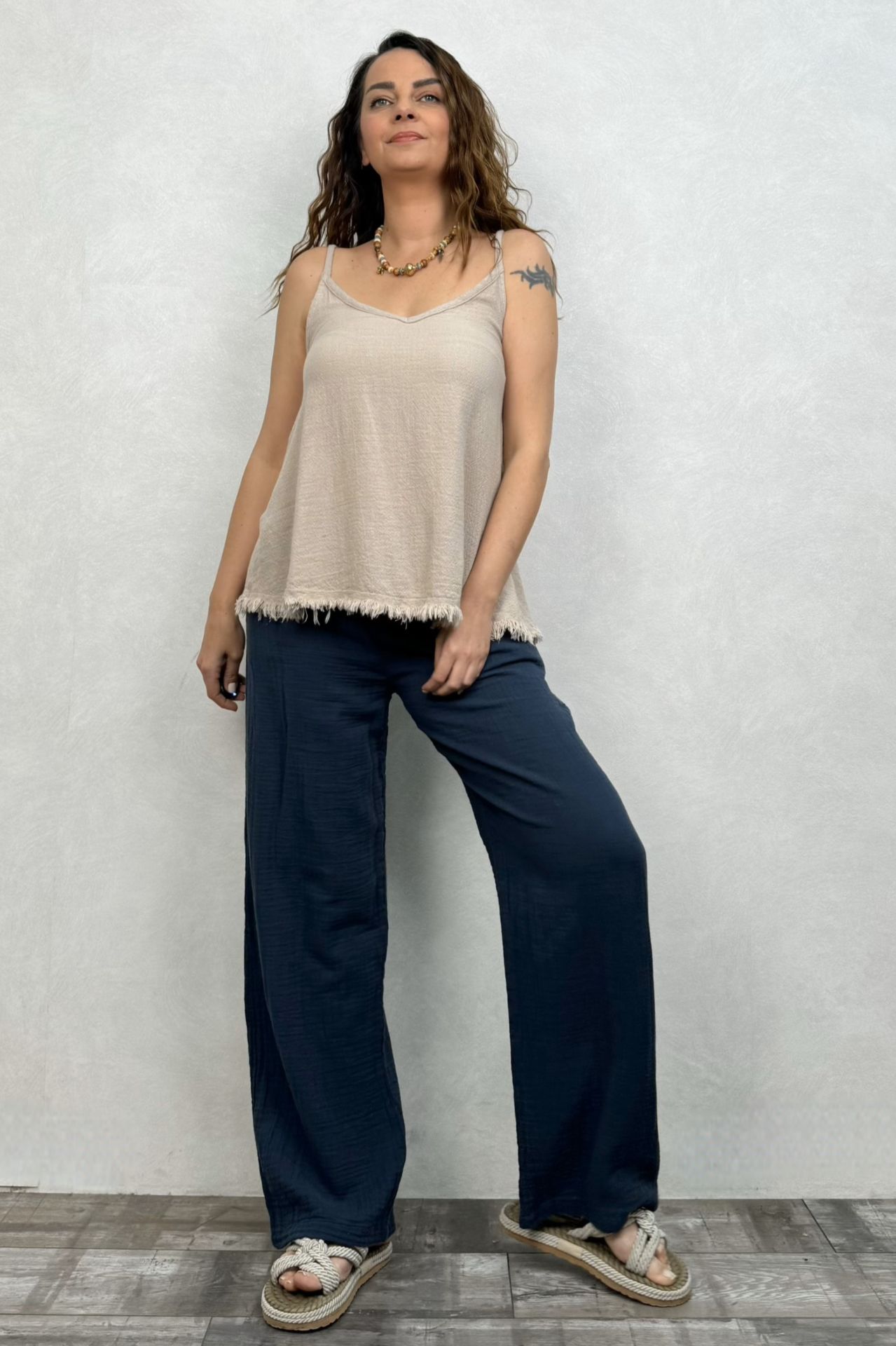 Ceres Müslin Pantolon Midnight Navy - Petrol