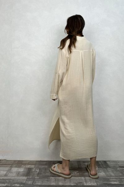 Ala Müslin Elbise Beige -Bej