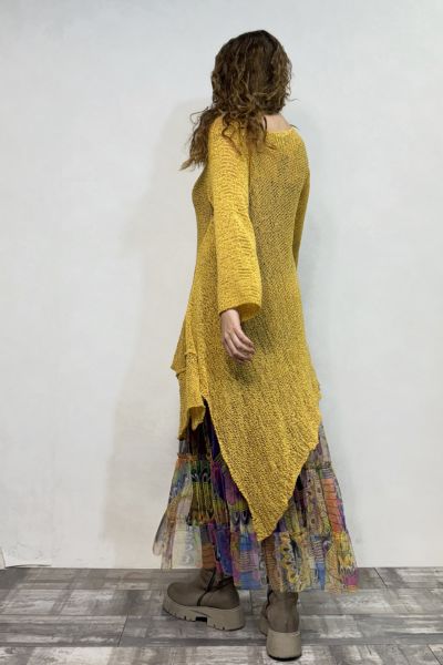 Merserize Tunik ve Tül Etek Kombin - Sarı Renkli Mandala