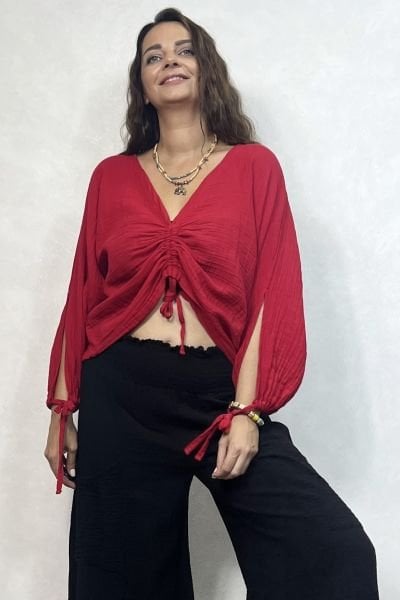 Venüs Müslin Bluz Barbados Cherry  -Vişne