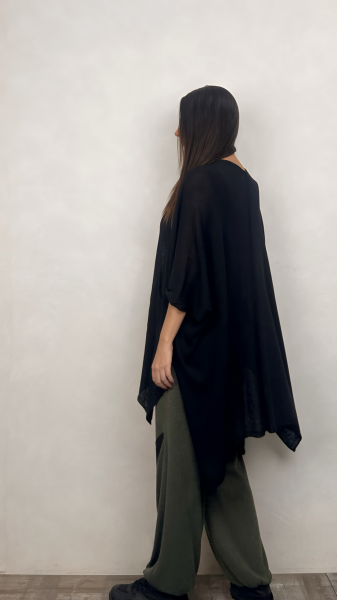 Salaş Cepli Triko Hırka - Siyah