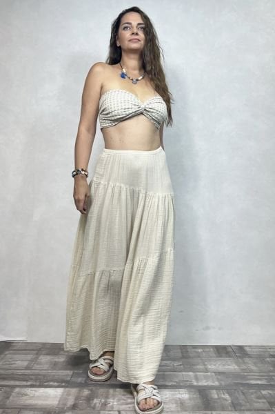 Dione Müslin Etek - Bej