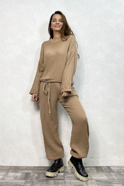 Margo Müslin Bluz Praline - Kahve