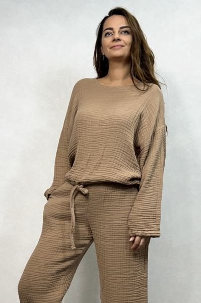 Margo Müslin Bluz Praline - Kahve