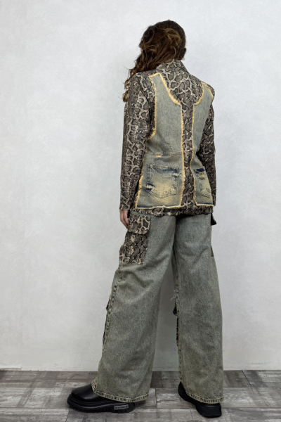 Snake Garnili Blazer Ceket - Yeşil