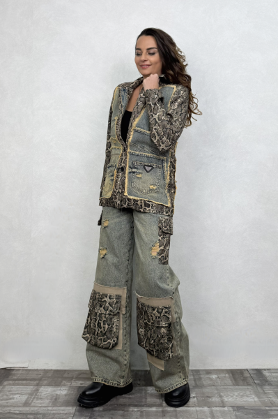 Snake Garnili Blazer Ceket - Yeşil