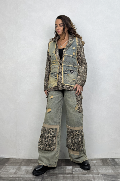 Snake Garnili Blazer Ceket - Yeşil