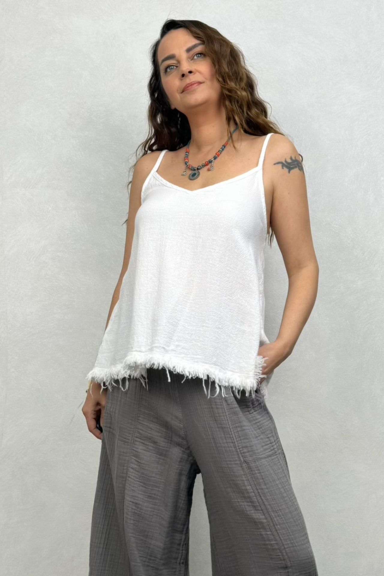 Belus Nature Müslin Bluz - Beyaz