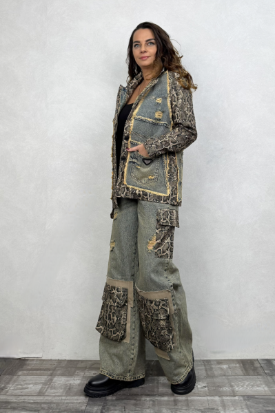 Snake Garnili Wed Lige Pantolon - Yeşil