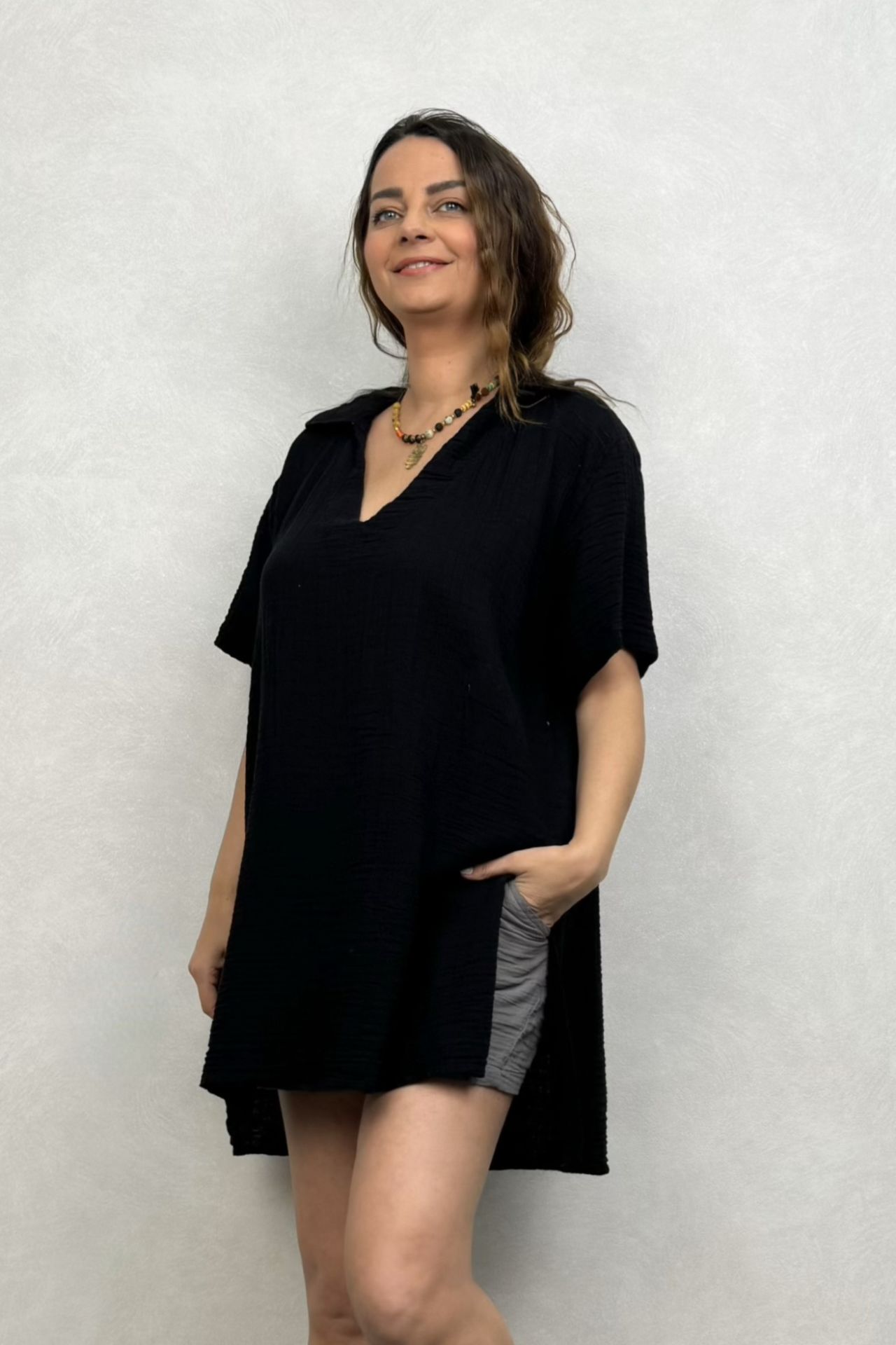 Polina Müslin Tunik  -Siyah