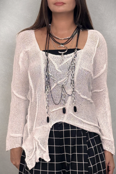 Lamante Yarım Ay Uzun Kolye -  Siyah Silver