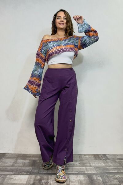 İspanyol Kol Batik File Örgü Bolero- Pastel
