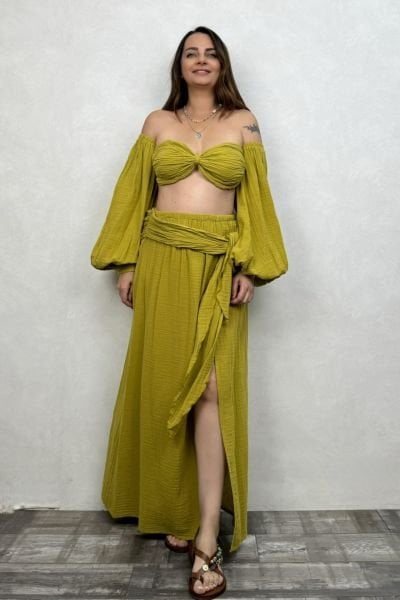Penelope Müslin Takım Golden Olive - Limon Küfü