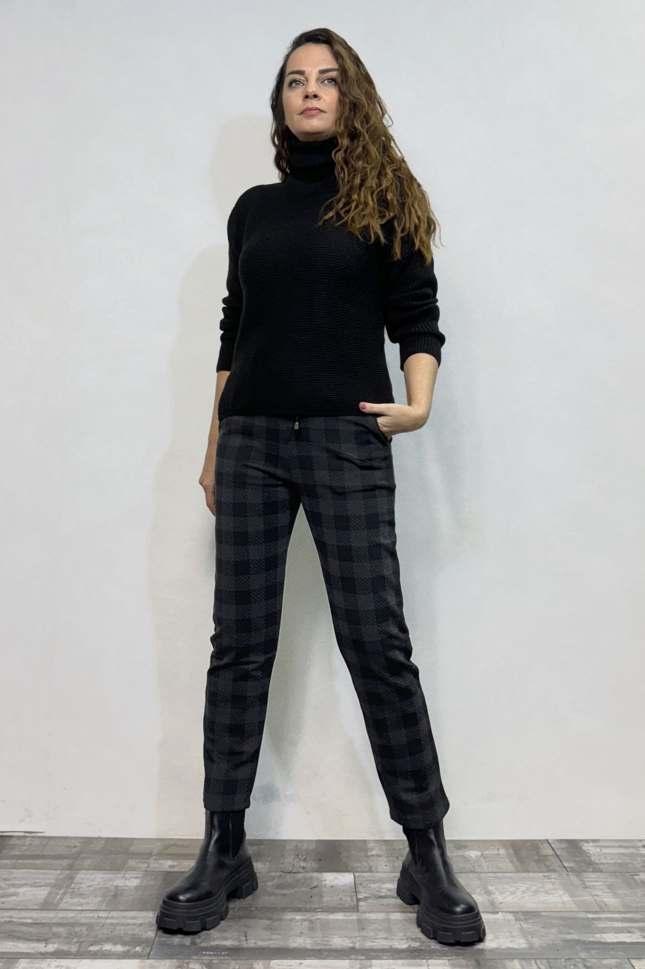 Flexi Ekose Pantolon - Antrasit Siyah